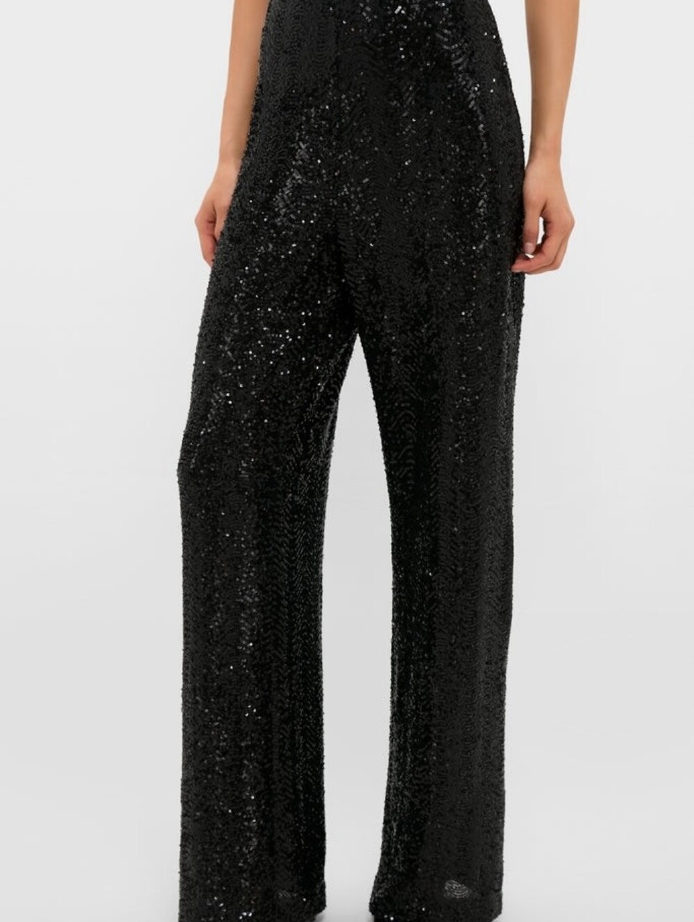 Black Label by Chico's Sequin Wide Leg Pants Black ( Size 12) NWOT